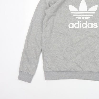 adidas Men Grey M Crew Neck Pullover Logo Graphic Sweatshirt