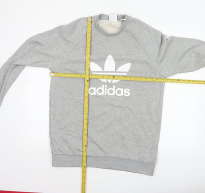 adidas Men Grey M Crew Neck Pullover Logo Graphic Sweatshirt