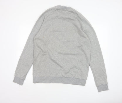 adidas Men Grey M Crew Neck Pullover Logo Graphic Sweatshirt