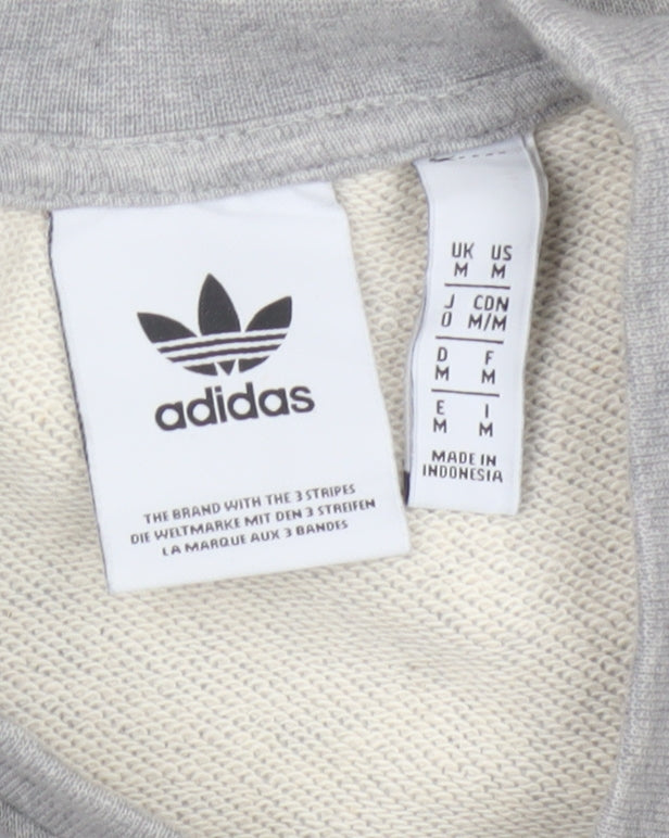 adidas Men Grey M Crew Neck Pullover Logo Graphic Sweatshirt