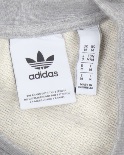 adidas Men Grey M Crew Neck Pullover Logo Graphic Sweatshirt