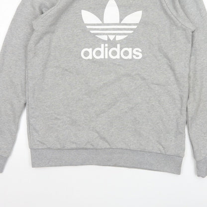 adidas Men Grey M Crew Neck Pullover Logo Graphic Sweatshirt
