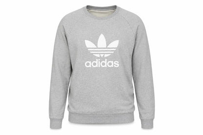 adidas Men Grey M Crew Neck Pullover Logo Graphic Sweatshirt