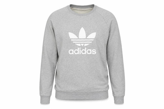 adidas Men Grey M Crew Neck Pullover Logo Graphic Sweatshirt