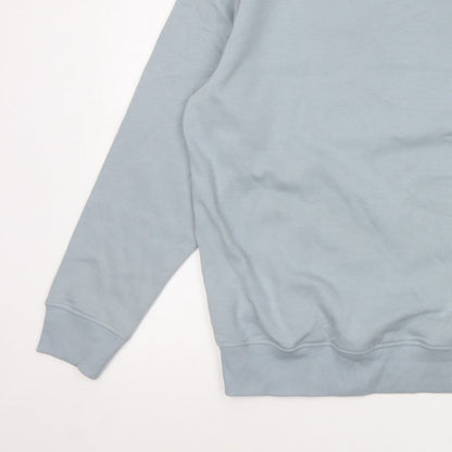 Marks and Spencer Men Blue L Relaxed Fit Crew Neck Pullover Sweatshirt