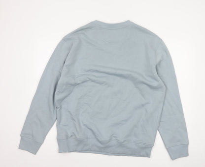 Marks and Spencer Men Blue L Relaxed Fit Crew Neck Pullover Sweatshirt