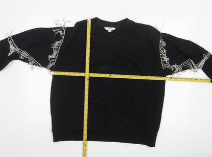 Marks & Spencer Women's Black L Rhinestone Beaded Balloon Sleeve Sweatshirt