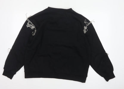 Marks & Spencer Women's Black L Rhinestone Beaded Balloon Sleeve Sweatshirt