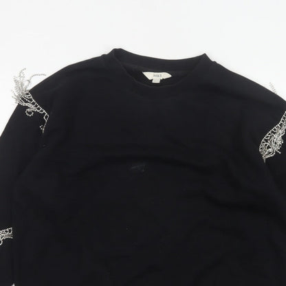 Marks & Spencer Women's Black L Rhinestone Beaded Balloon Sleeve Sweatshirt