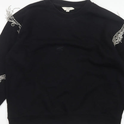 Marks & Spencer Women's Black L Rhinestone Beaded Balloon Sleeve Sweatshirt