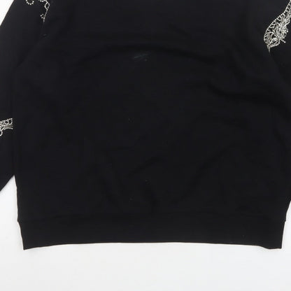 Marks & Spencer Women's Black L Rhinestone Beaded Balloon Sleeve Sweatshirt