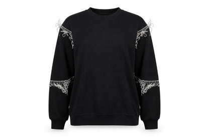 Marks & Spencer Women's Black L Rhinestone Beaded Balloon Sleeve Sweatshirt