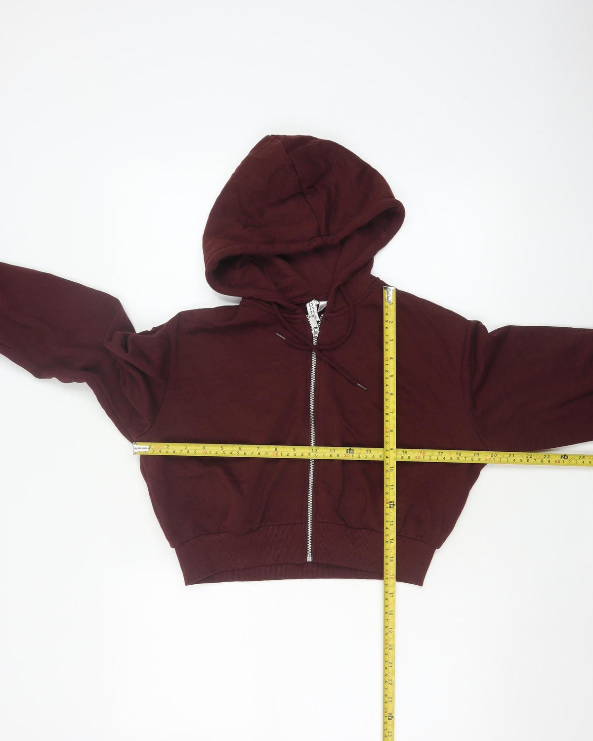 H&M Women Red S Full Zip Cropped Hooded Hoodie Pockets