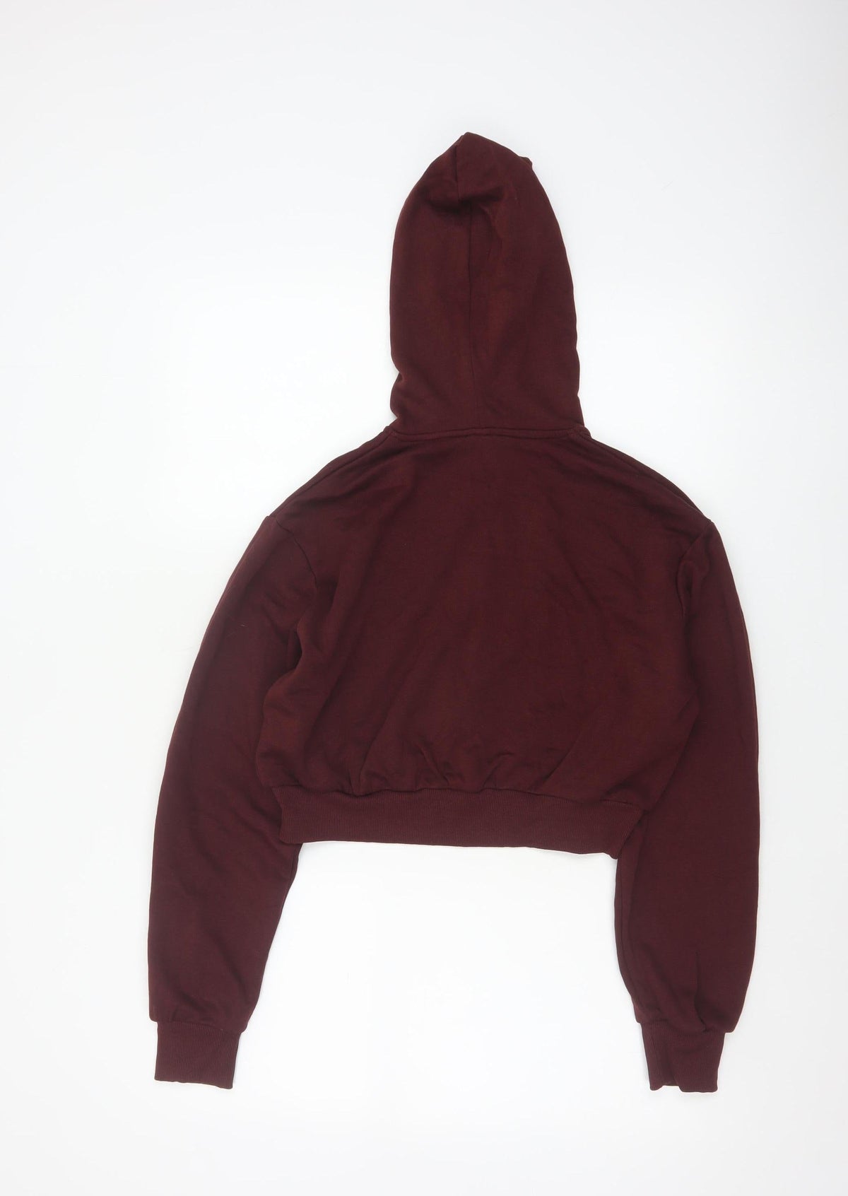 H&M Women Red S Full Zip Cropped Hooded Hoodie Pockets