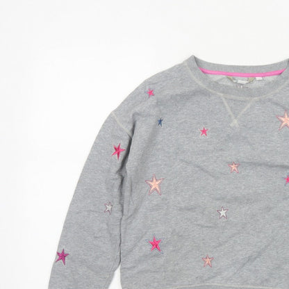 Boden Women’s Grey XS Star Embroidered Fleece Pullover Sweatshirt