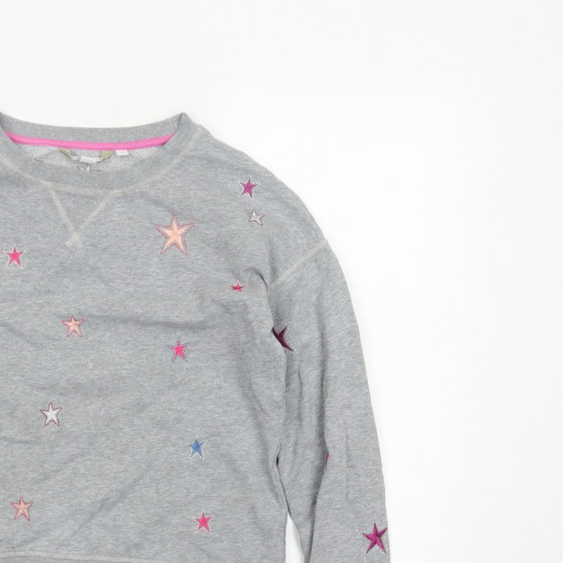 Boden Women’s Grey XS Star Embroidered Fleece Pullover Sweatshirt
