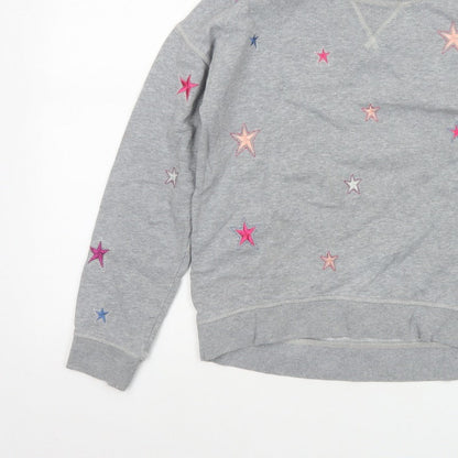 Boden Women’s Grey XS Star Embroidered Fleece Pullover Sweatshirt