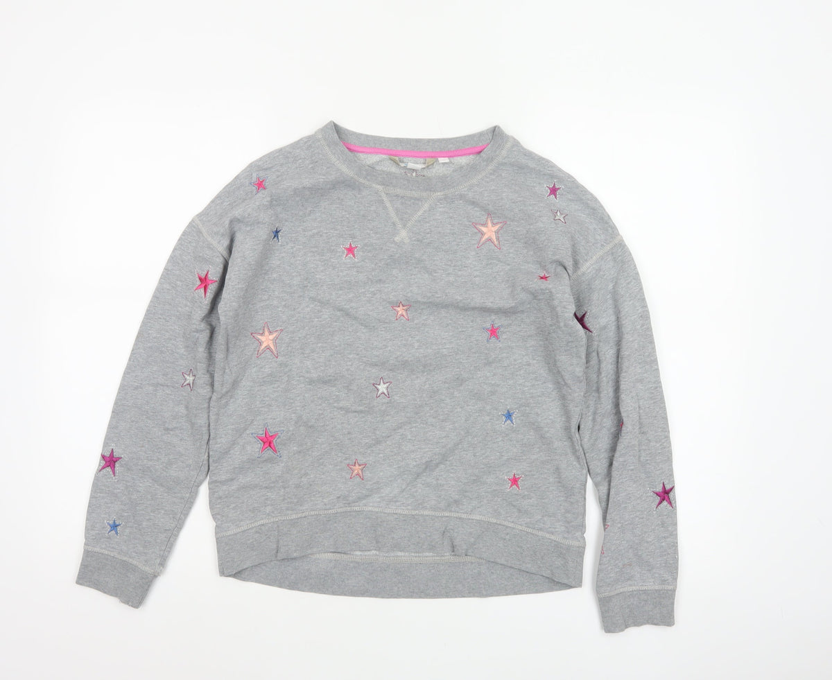 Boden Women’s Grey XS Star Embroidered Fleece Pullover Sweatshirt