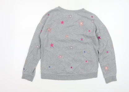 Boden Women’s Grey XS Star Embroidered Fleece Pullover Sweatshirt