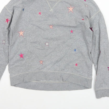 Boden Women’s Grey XS Star Embroidered Fleece Pullover Sweatshirt