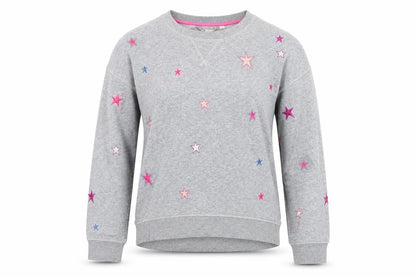 Boden Women’s Grey XS Star Embroidered Fleece Pullover Sweatshirt
