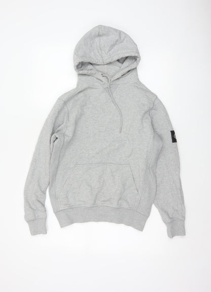 Calvin Klein Jeans Men Grey XS Pullover Hoodie Logo Pocket