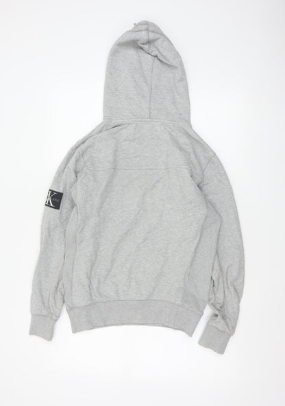Calvin Klein Jeans Men Grey XS Pullover Hoodie Logo Pocket