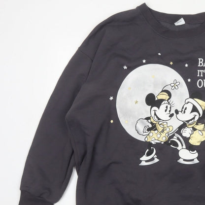 George Women's Black 2XL Mickey Minnie Christmas Pullover Sweatshirt