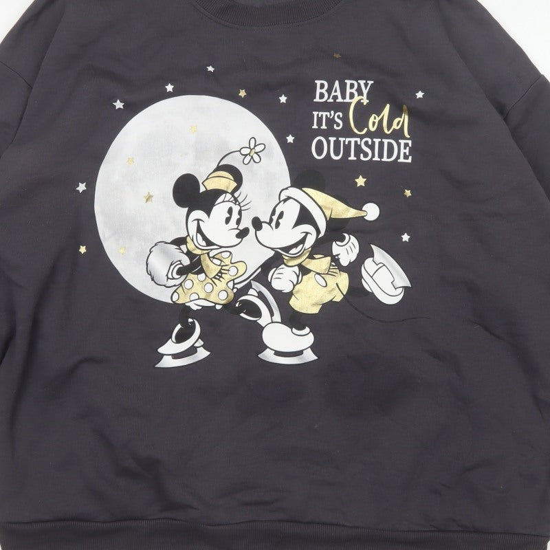 George Women's Black 2XL Mickey Minnie Christmas Pullover Sweatshirt