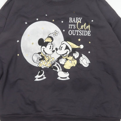 George Women's Black 2XL Mickey Minnie Christmas Pullover Sweatshirt