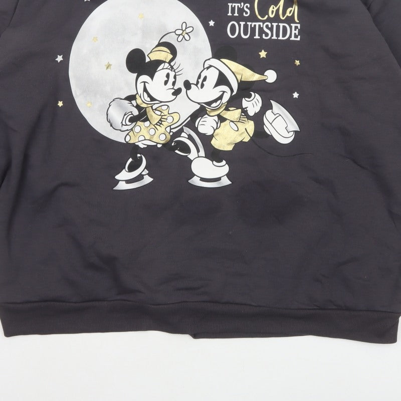 George Women's Black 2XL Mickey Minnie Christmas Pullover Sweatshirt