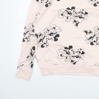 Disney Women Pink Size 12 L Mickey Minnie Cotton Pullover Sweatshirt