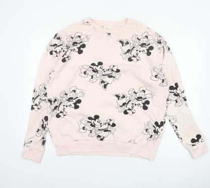 Disney Women Pink Size 12 L Mickey Minnie Cotton Pullover Sweatshirt