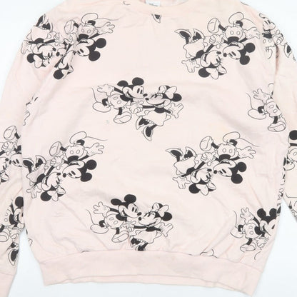 Disney Women Pink Size 12 L Mickey Minnie Cotton Pullover Sweatshirt