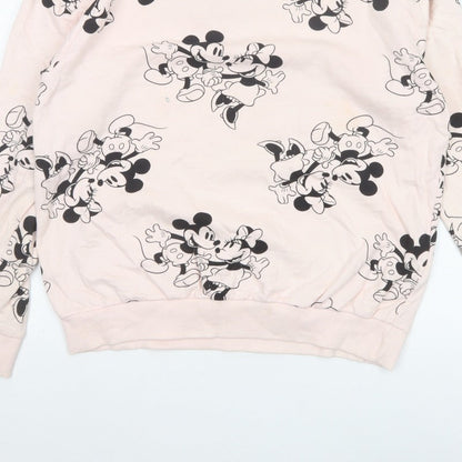 Disney Women Pink Size 12 L Mickey Minnie Cotton Pullover Sweatshirt