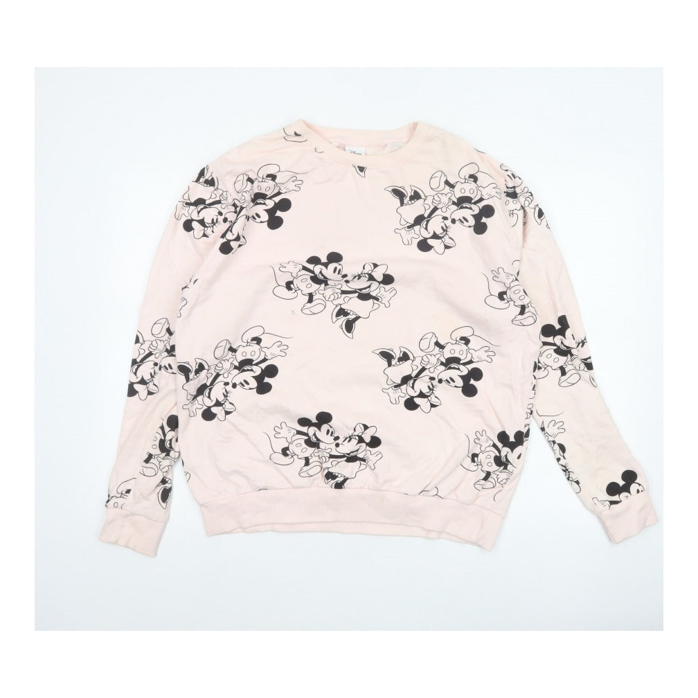 Disney Women Pink Size 12 L Mickey Minnie Cotton Pullover Sweatshirt