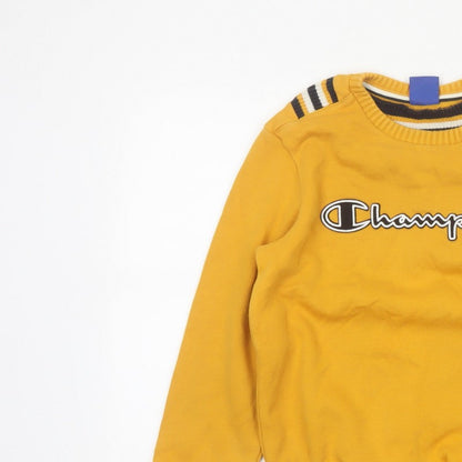 Champion Boys Yellow 11-12 Years Logo Crew Neck Pullover Sweatshirt