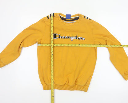 Champion Boys Yellow 11-12 Years Logo Crew Neck Pullover Sweatshirt