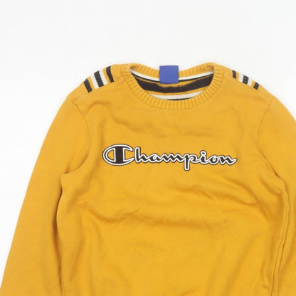 Champion Boys Yellow 11-12 Years Logo Crew Neck Pullover Sweatshirt