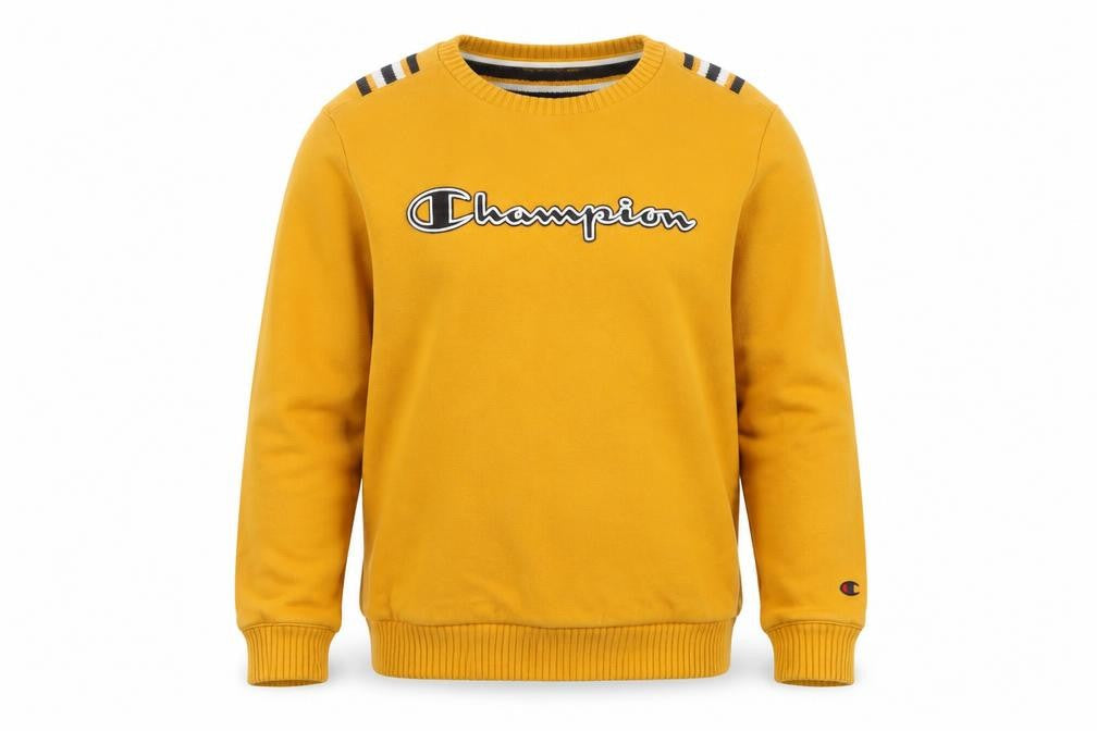 Champion Boys Yellow 11-12 Years Logo Crew Neck Pullover Sweatshirt