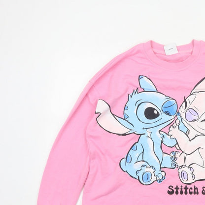 Primark Disney Stitch & Angel Women’s Pink L Pullover Sweatshirt