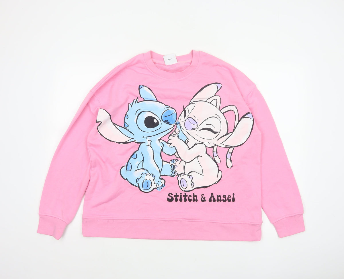 Primark Disney Stitch & Angel Women’s Pink L Pullover Sweatshirt
