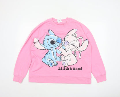 Primark Disney Stitch & Angel Women’s Pink L Pullover Sweatshirt