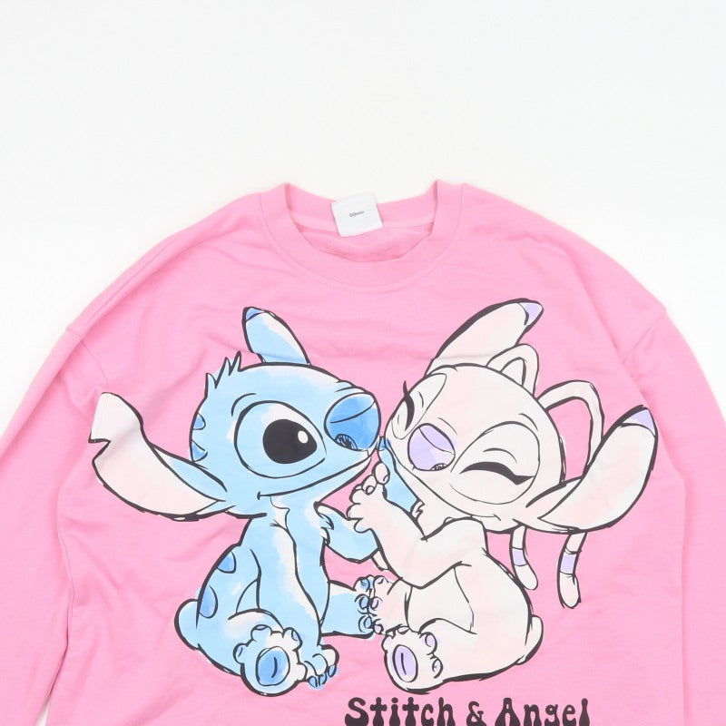 Primark Disney Stitch & Angel Women’s Pink L Pullover Sweatshirt