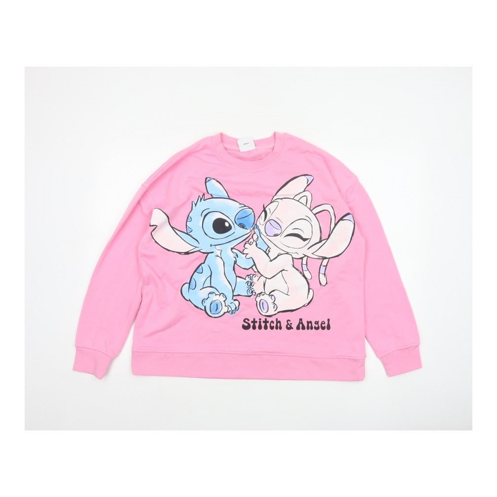 Primark Disney Stitch & Angel Women’s Pink L Pullover Sweatshirt