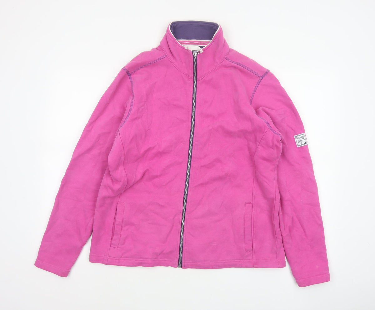 Lazy Jacks Unisex Pink L Full Zip Cotton Basic Jacket Pockets
