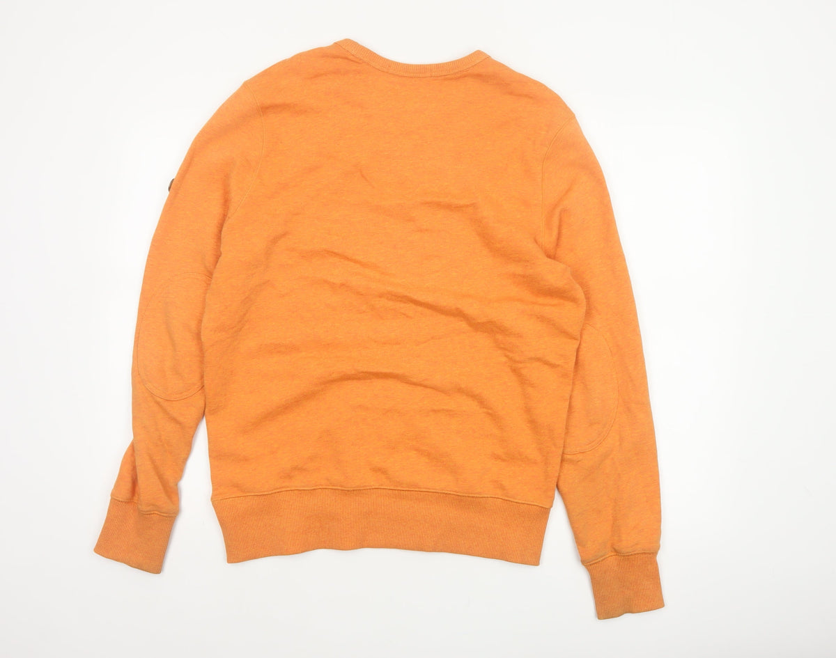 Ben Sherman Men Orange S Crew Neck Pullover Cotton Sweatshirt