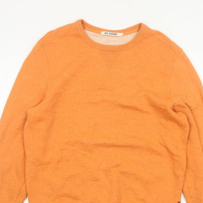 Ben Sherman Men Orange S Crew Neck Pullover Cotton Sweatshirt