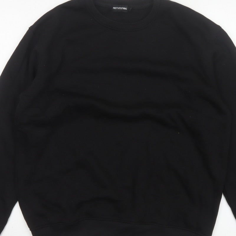 PrettyLittleThing Men’s Black M Crew Neck Pullover Fleece Sweatshirt