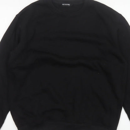 PrettyLittleThing Men’s Black M Crew Neck Pullover Fleece Sweatshirt